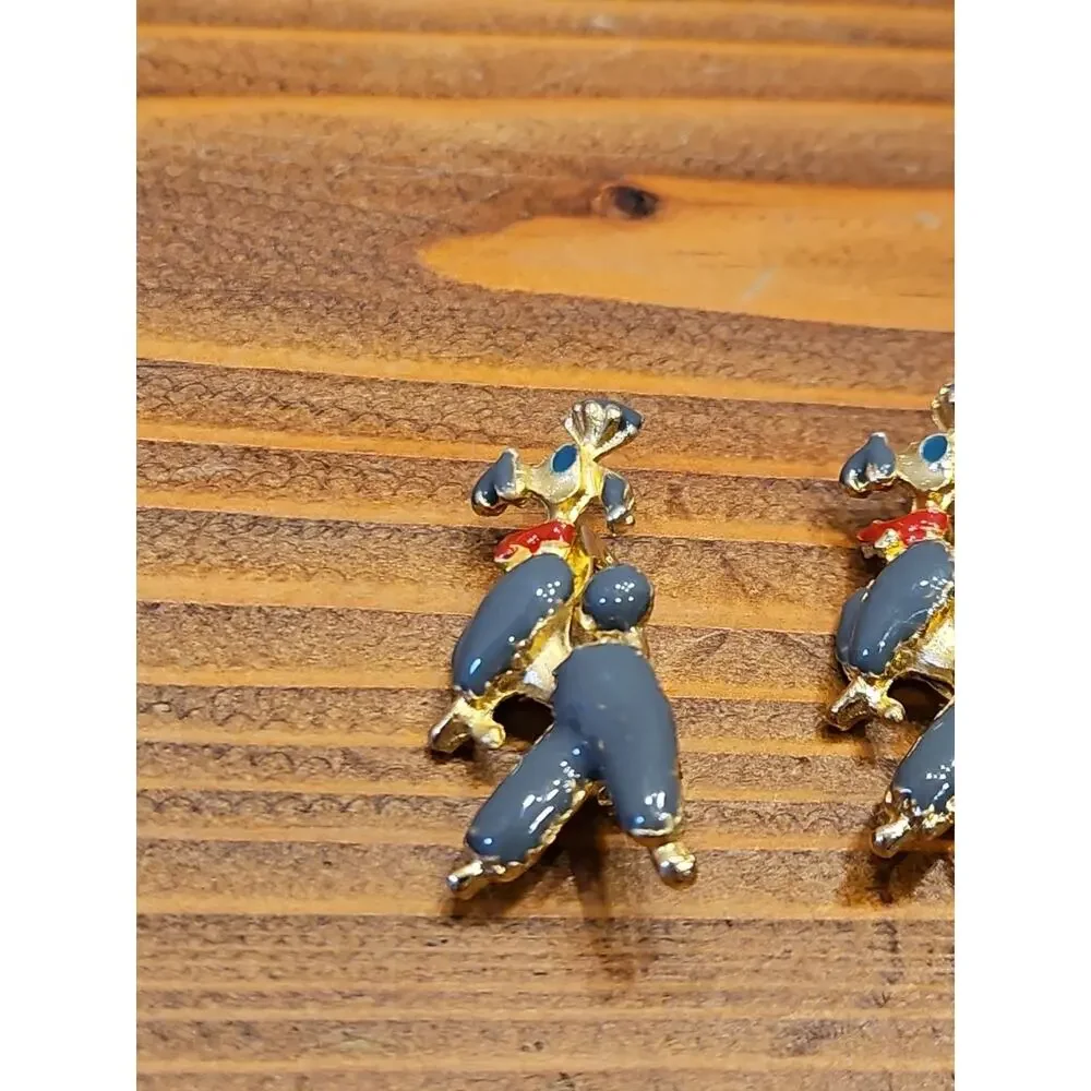 Two Unique Gray Poodle‎ Enamel Pin Brooch